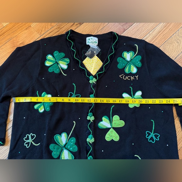 Quacker Factory St Patricks Day Cardigan Sweater Women Sz 1X Irish Shamrocks NWT - Picture 11 of 14